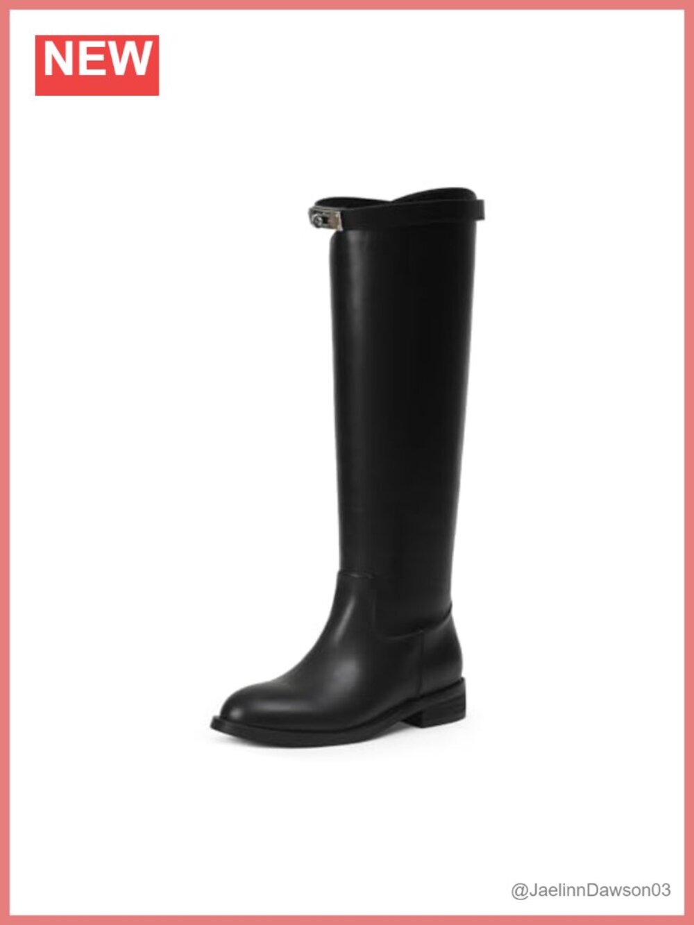 Women's Knee High Riding Boots - Round Toe Faux Leather Chunky Heel Moto Boots
